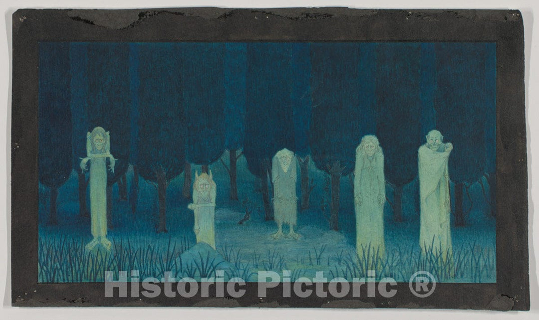 Art Print : Herbert E. Crowley - Five Ghouls : Vintage Wall Art