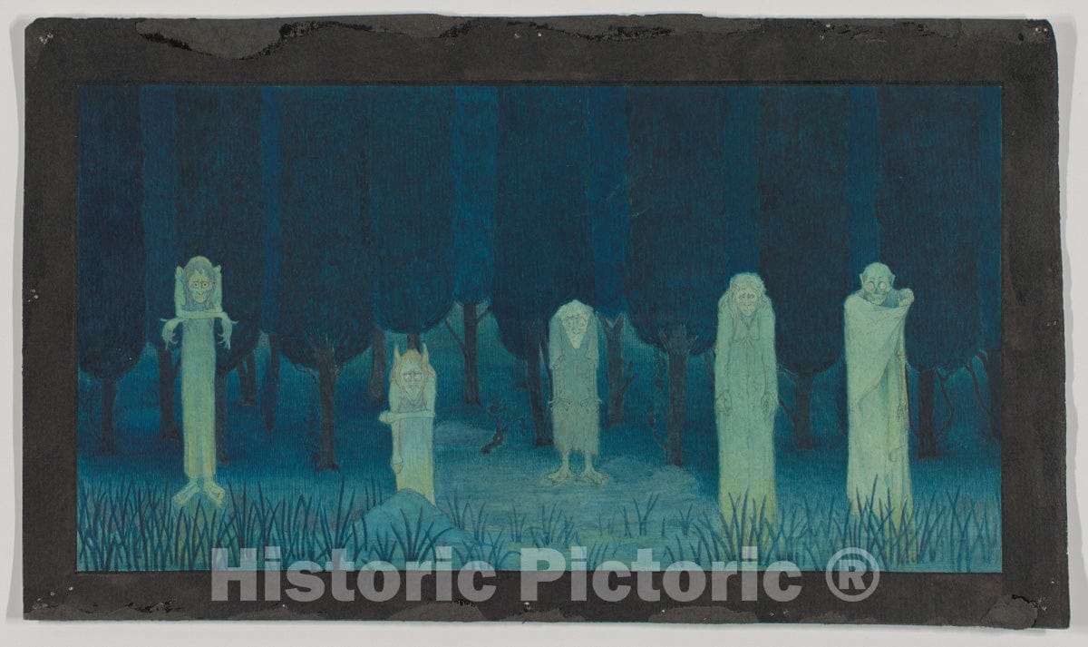 Art Print : Herbert E. Crowley - Five Ghouls : Vintage Wall Art