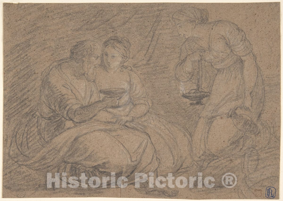 Art Print : Italian, 17th Century - Lot and his Daughters 1 : Vintage Wall Art