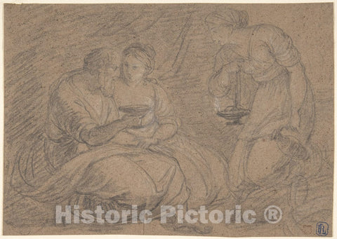 Art Print : Italian, 17th Century - Lot and his Daughters 1 : Vintage Wall Art