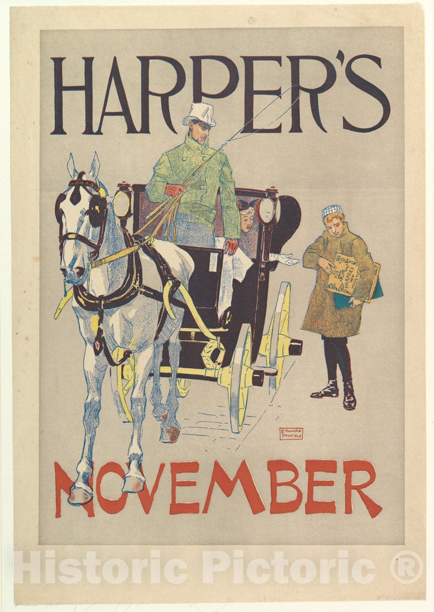 Art Print : Edward Penfield - Harper's, November 2 : Vintage Wall Art