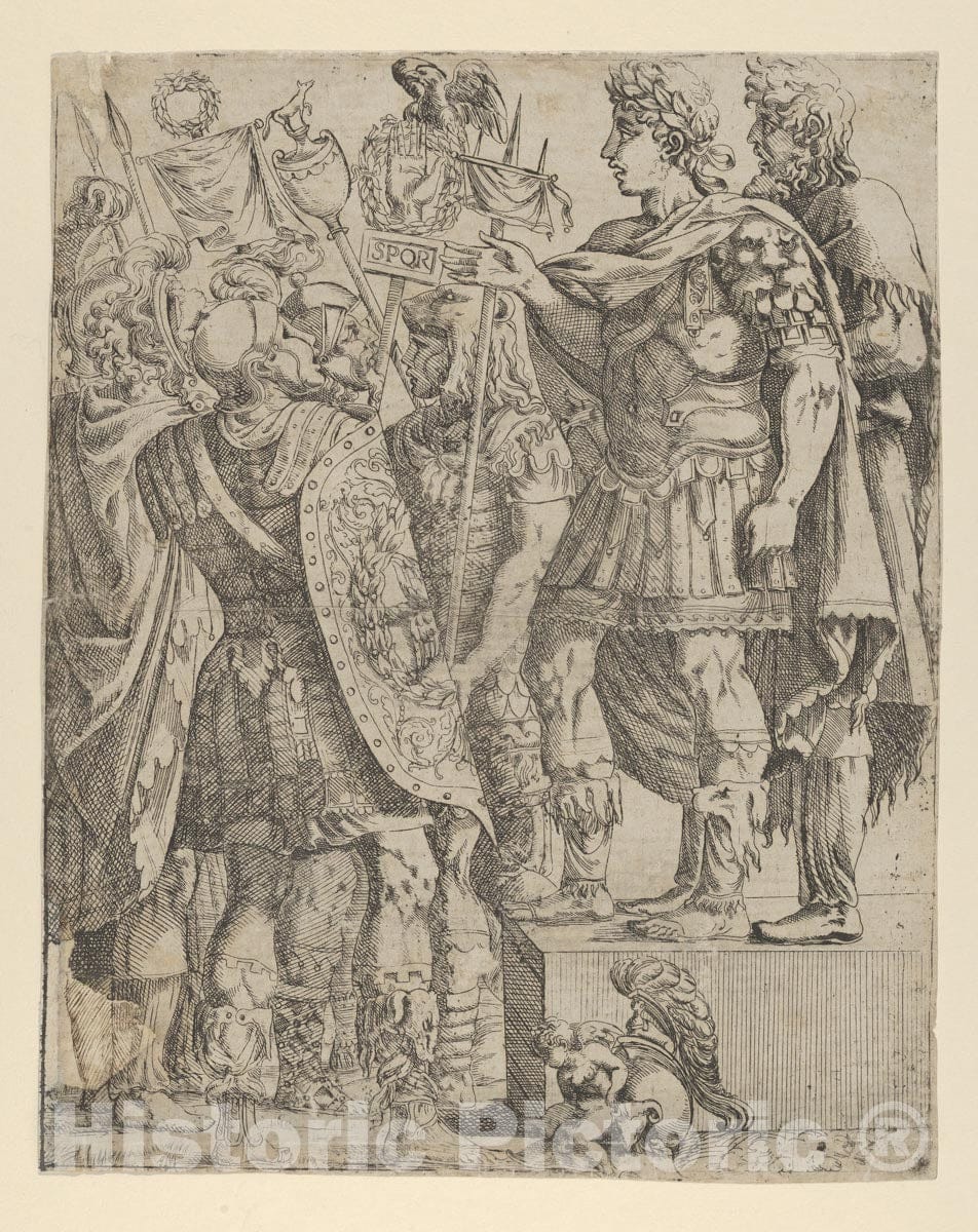 Art Print : Antonio Fantuzzi - Emperor addressing his Soldiers : Vintage Wall Art