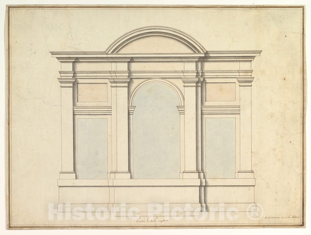 Art Print : Antonio Maria Visentini - Elevation of Wall Decoration in The Villa Medici : Vintage Wall Art