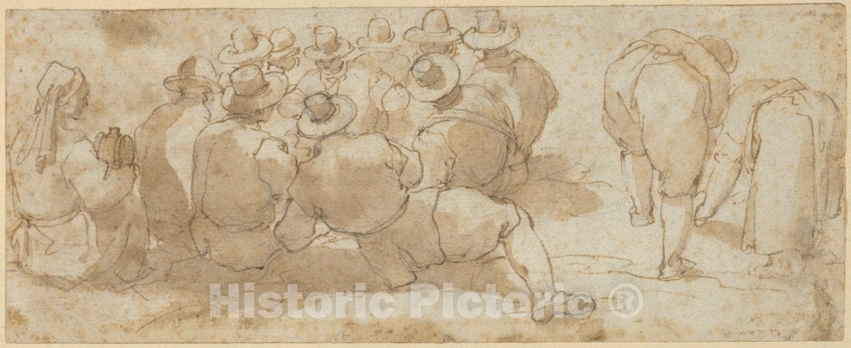 Art Print : Giovanni Battista Maganza The Elder - Group of Laborers in a Field (Recto)