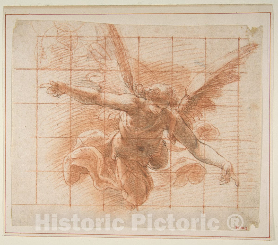Art Print : Pomarancio (Cristoforo Roncalli) - Flying Angel : Vintage Wall Art
