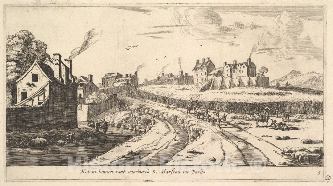 Art Print : Reinier Nooms, Called Zeeman - Entrance to The Suburb of Saint Marceau Near Paris : Vintage Wall Art