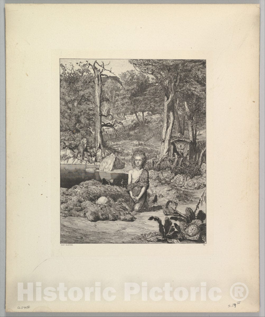 Art Print : Max Klinger - Simplicius am Grabe des Einsiedlers, from The Series Intermezzi : Vintage Wall Art