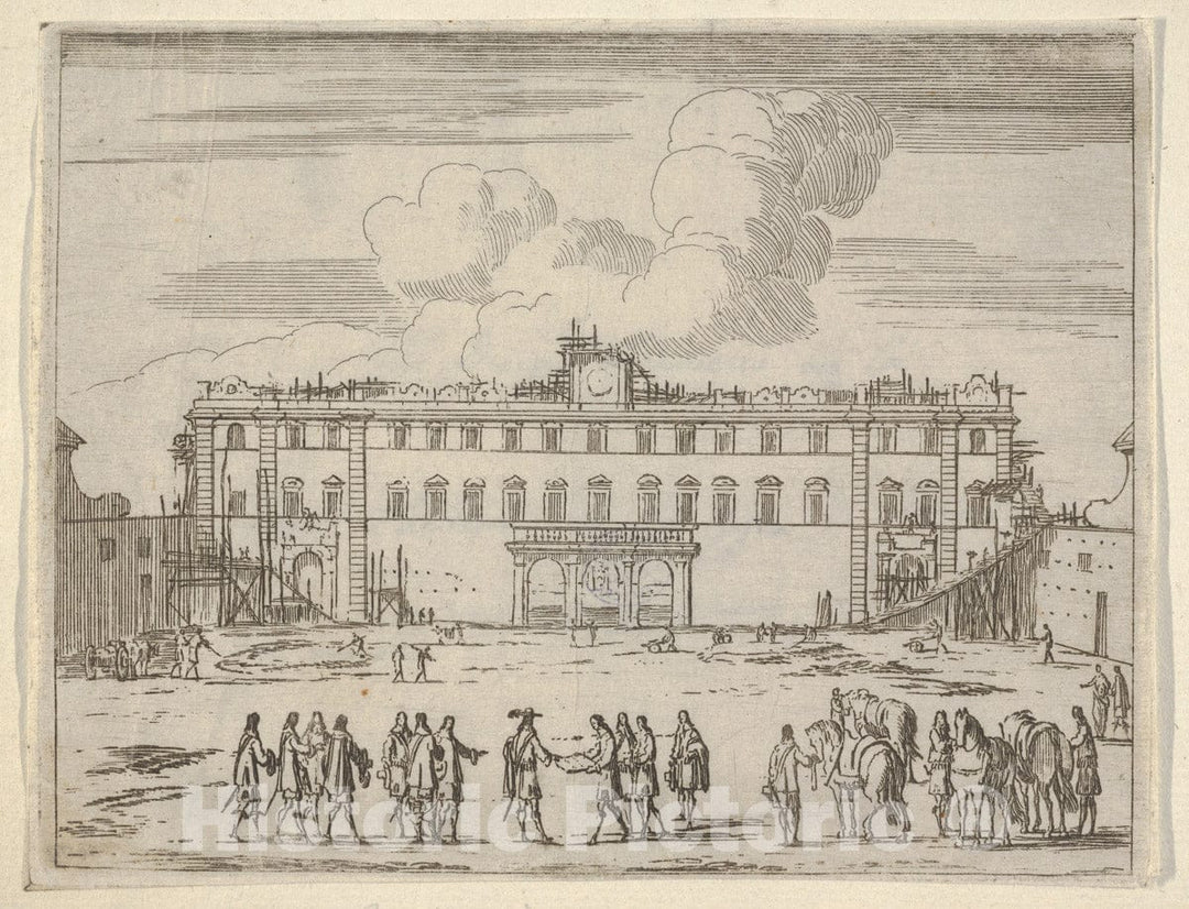 Art Print : Francesco I d'Este Builds The Palazzo di Sassuolo - Artist: Bartolomeo Fenice (Fenis) - Created: 1659 : Vintage Wall Art