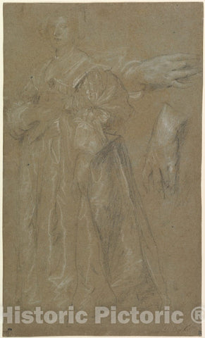 Art Print : Anthony Van Dyck - Study for a Portrait of a Lady : Vintage Wall Art