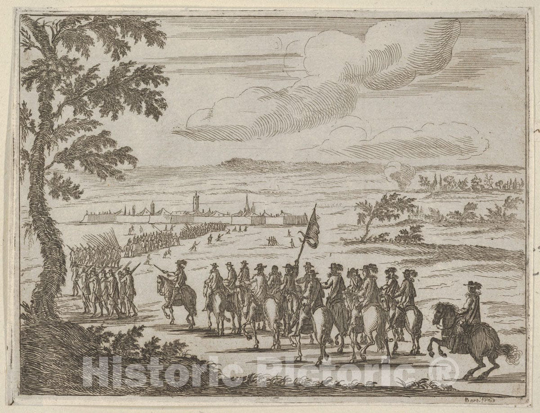 Art Print : Francesco I d'Este Secures The Fort and The Land to Protect from The German Troops - Artist: Bartolomeo Fenice (Fenis) - Created: 1659 : Vintage Wall Art