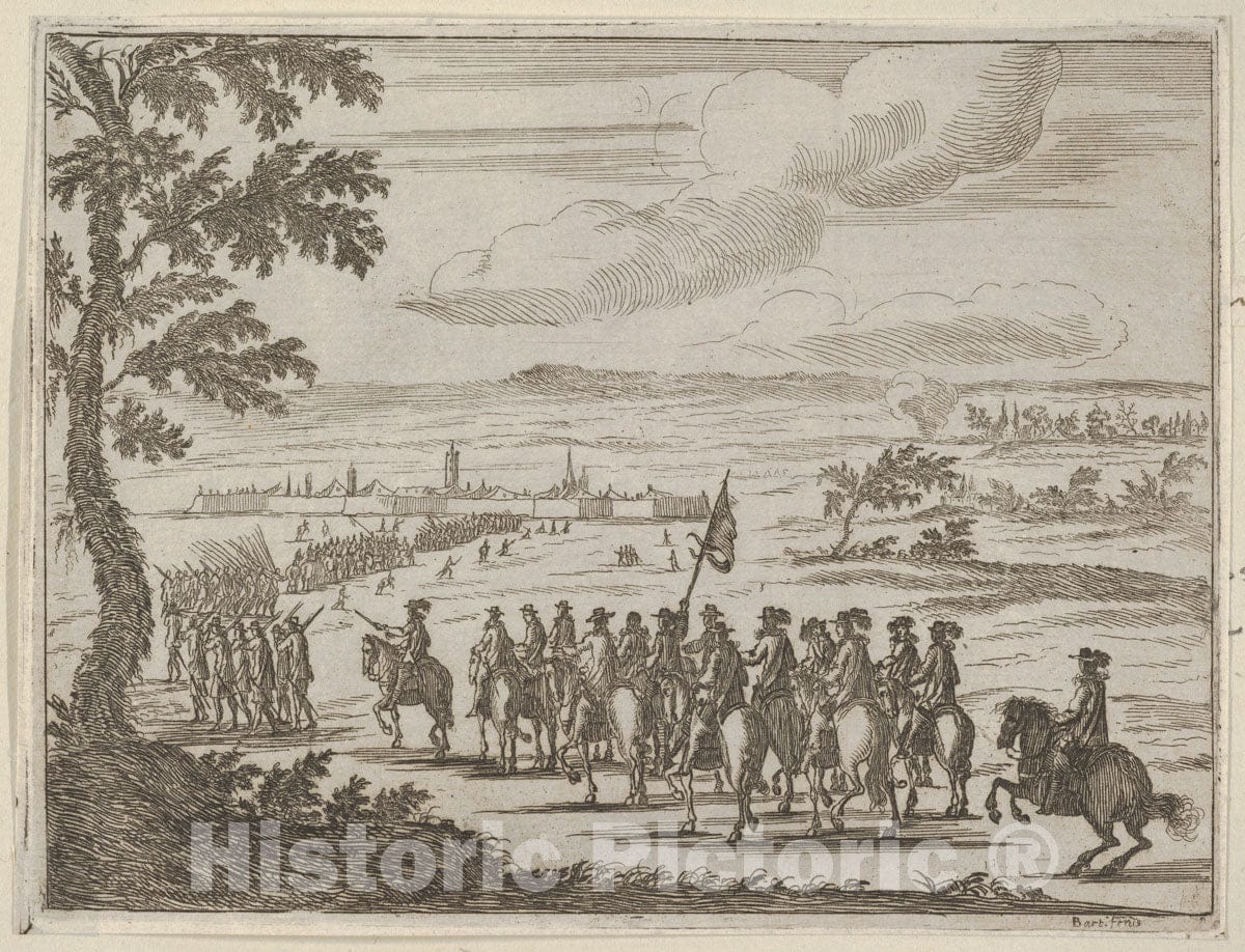 Art Print : Francesco I d'Este Secures The Fort and The Land to Protect from The German Troops - Artist: Bartolomeo Fenice (Fenis) - Created: 1659 : Vintage Wall Art