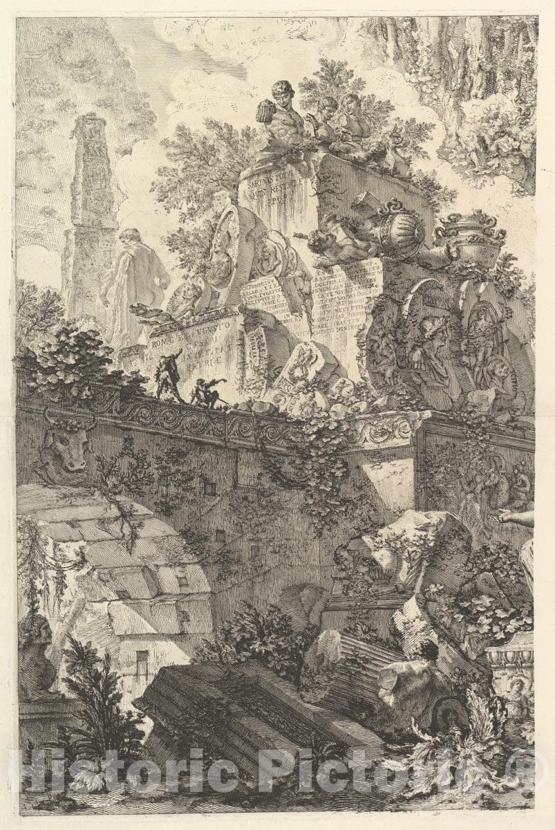 Art Print : Giovanni Battista Piranesi - Frontispiece, with Statue of Minerva 1 : Vintage Wall Art