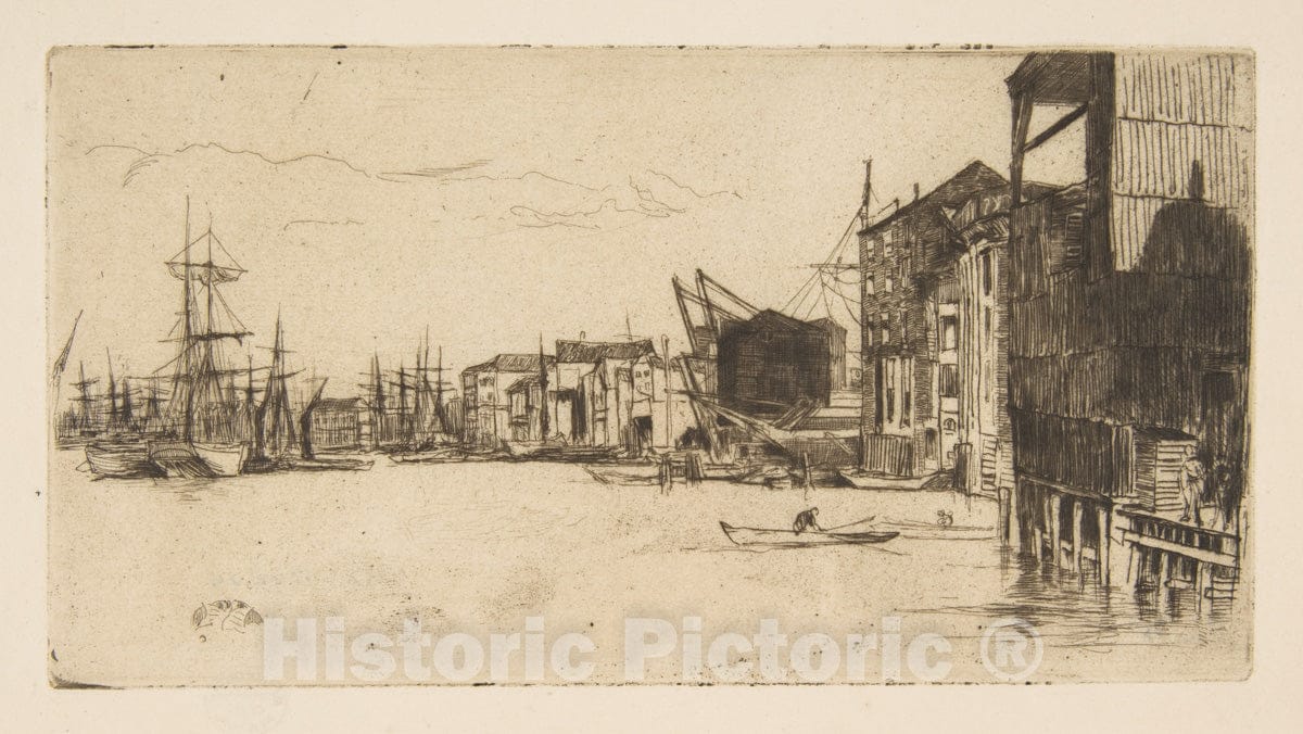 Art Print : James McNeill Whistler - Free Trade Wharf 1 : Vintage Wall Art