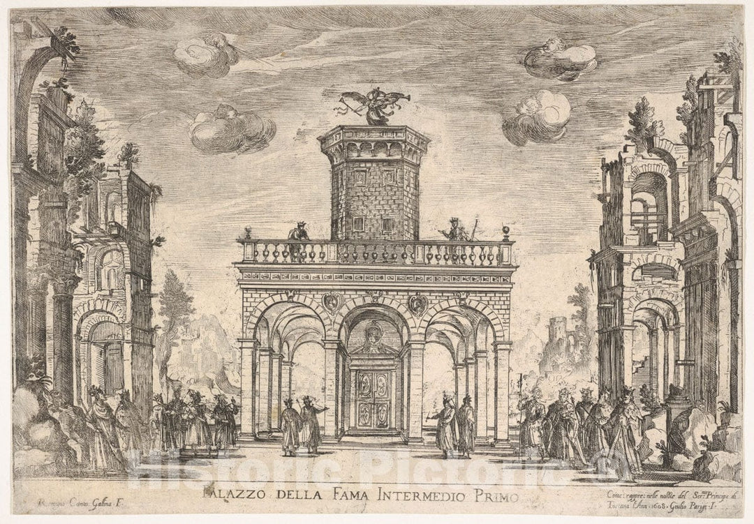 Art Print : First Interlude: Palace of Fame - Artist: Remigio Cantagallina - Created: 1608 : Vintage Wall Art
