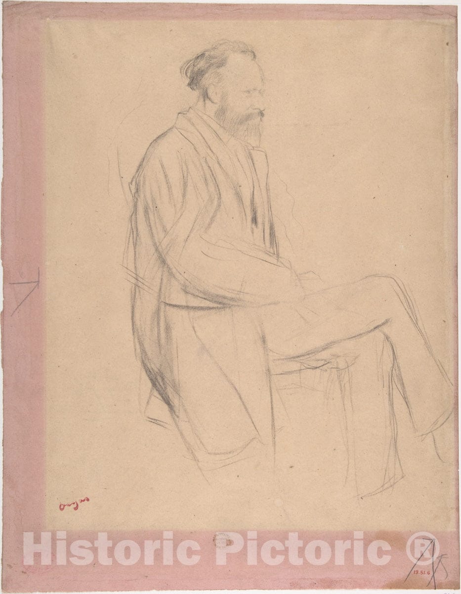 Art Print : Edgar Degas - Édouard Manet Seated, Right Profile : Vintage Wall Art