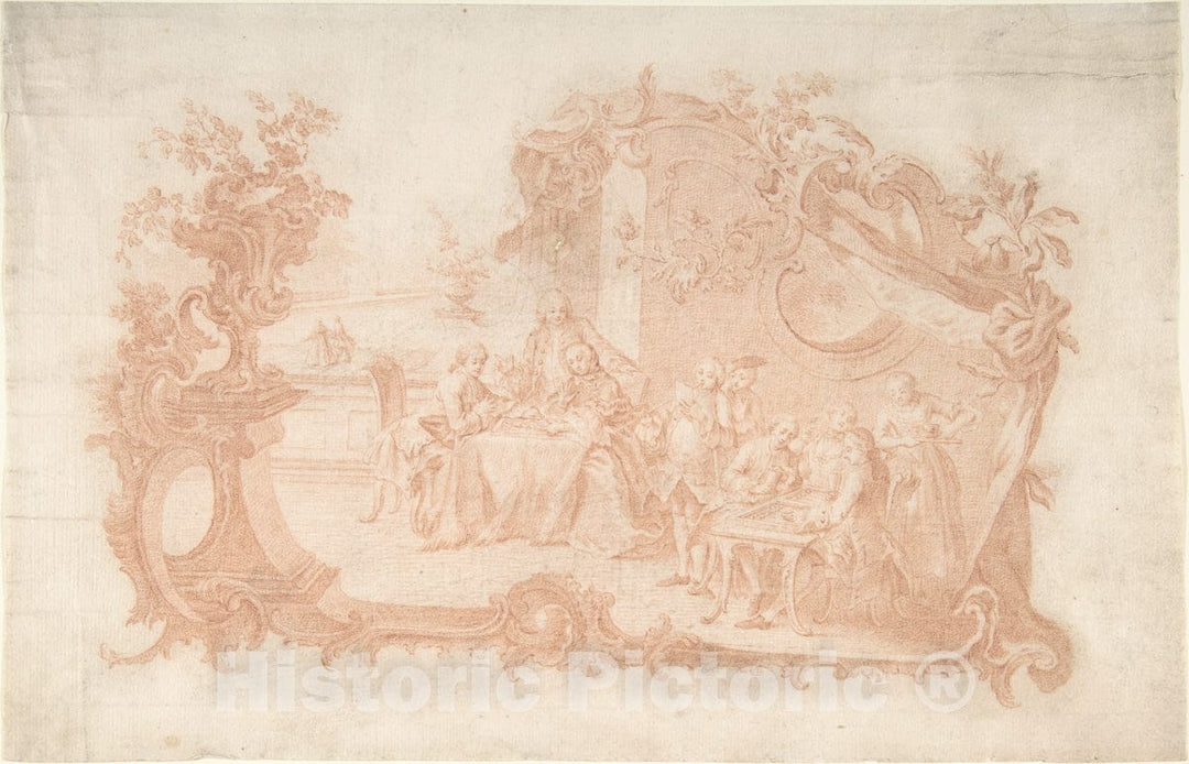 Art Print : Johann Esaias Nilson - Game of Backgammon : Vintage Wall Art