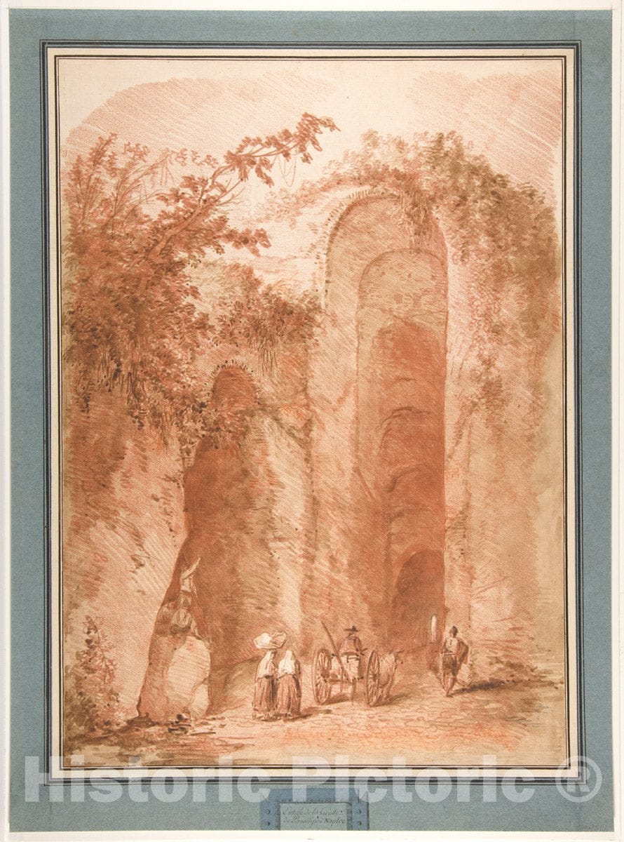 Art Print : After Hubert Robert - Entrance to The Grotto of Posillipo : Vintage Wall Art