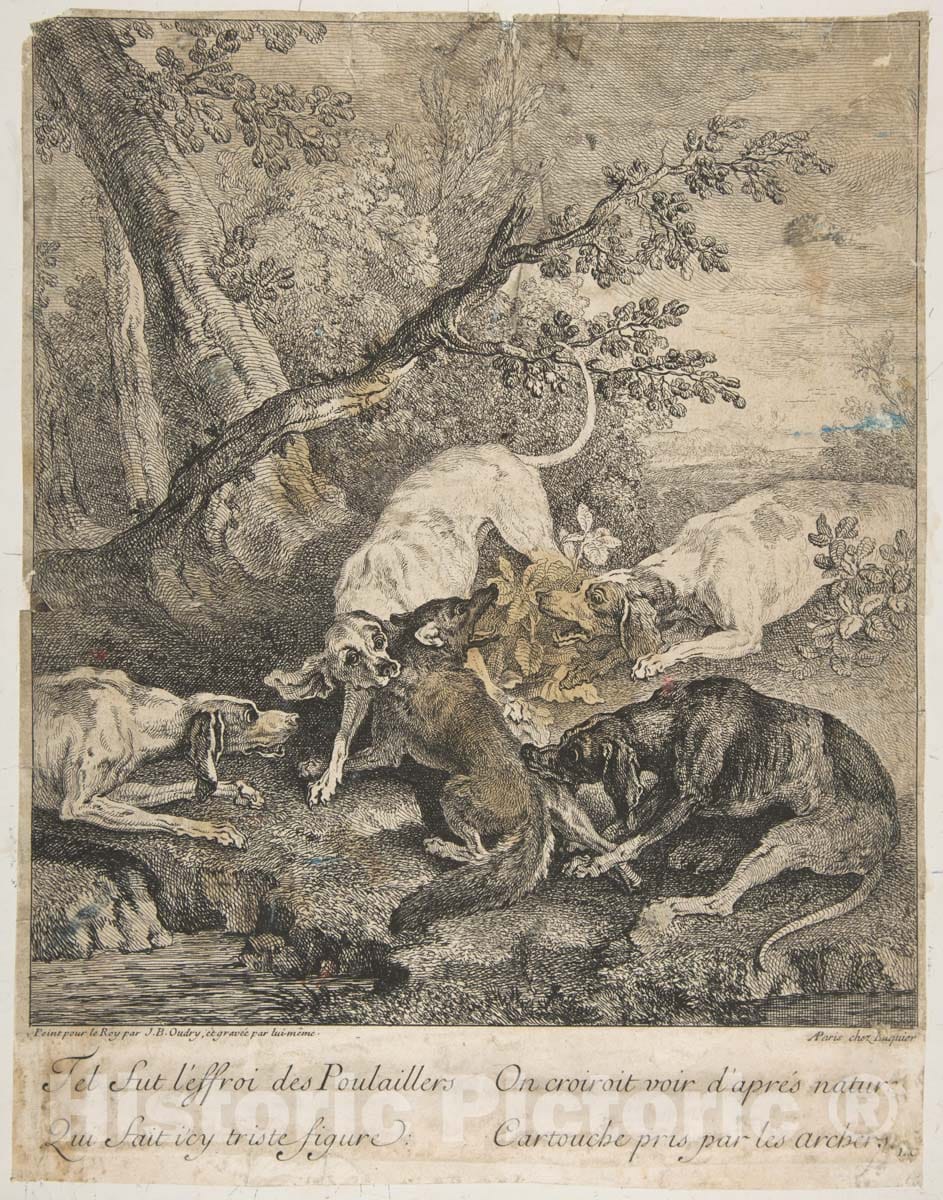 Art Print : Jean-Baptiste Oudry - Fox Hunt : Vintage Wall Art