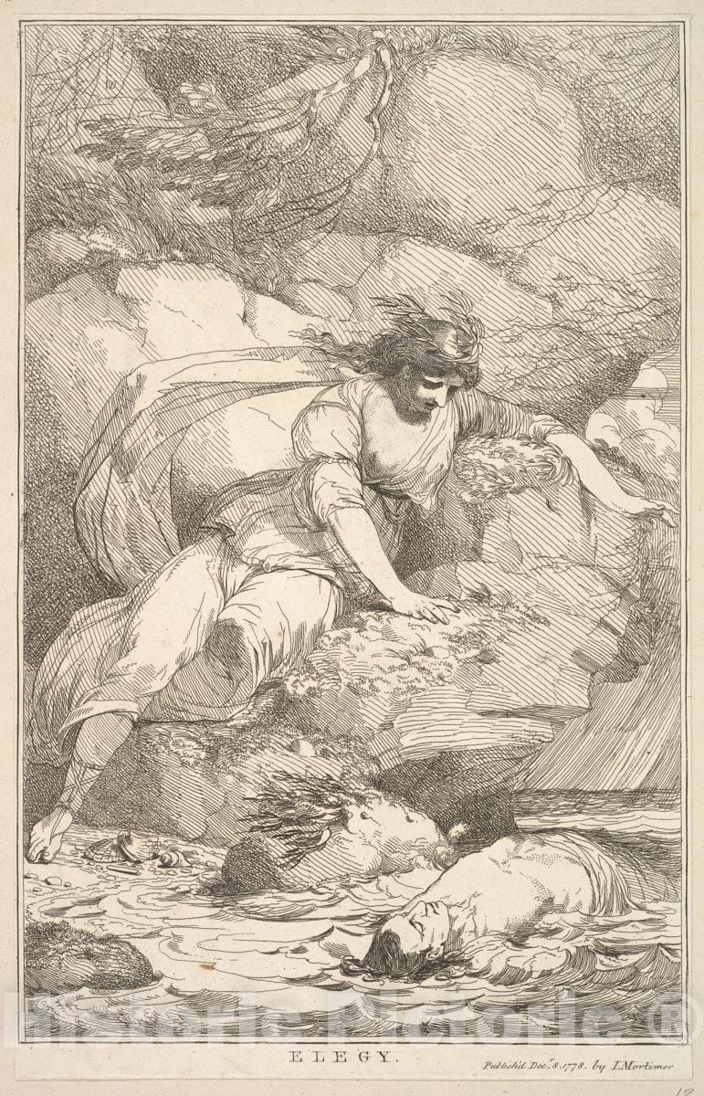 Art Print : Etched and published by John Hamilton Mortimer - Elegy (from Fifteen Etchings Dedicated to Sir Joshua Reynolds) : Vintage Wall Art
