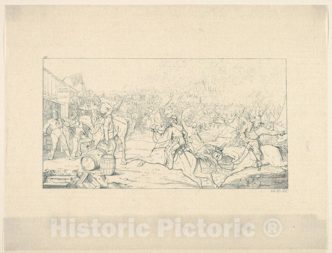 Art Print : Adalbert John Volck - General Stuart's Raid to The White House (from Confederate War Etchings) : Vintage Wall Art