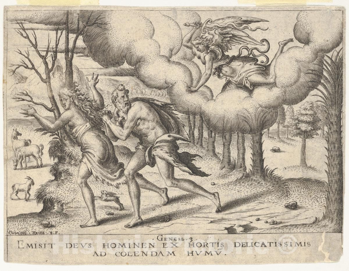 Art Print : Étienne Delaune - Expulsion from Paradise : Vintage Wall Art