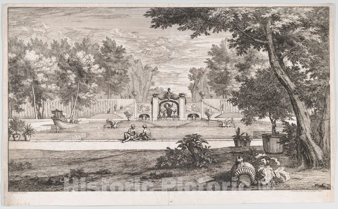 Art Print : Abraham Genoels II - Grand Garden View : Vintage Wall Art