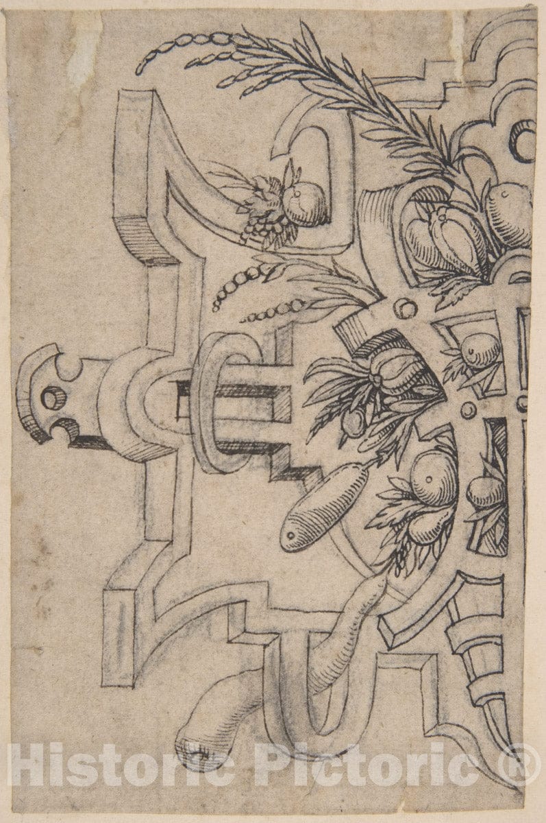 Netherlandish, 16th Century - Design for a Vignette in Strap-Work ...