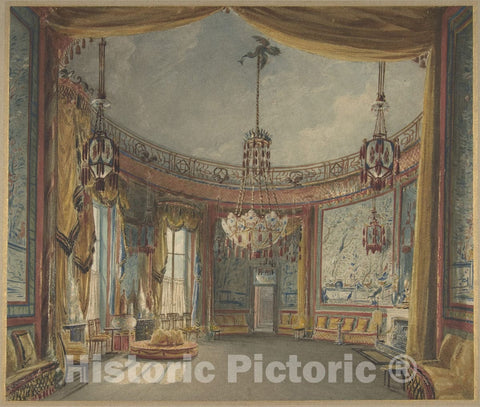 Art Print : Auguste Charles Pugin - The Saloon, Brighton Pavilion : Vintage Wall Art