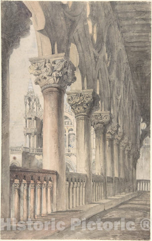 Art Print : John Ruskin - Loggia of The Ducal Palace, Venice : Vintage Wall Art