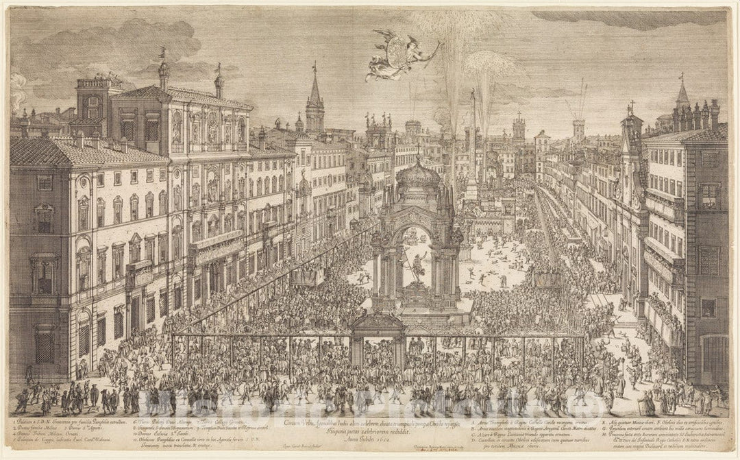 Art Print : Carlo Rainaldi - Fête of The Spaniards in Rome in The Year of The Jubilee, 1650 : Vintage Wall Art