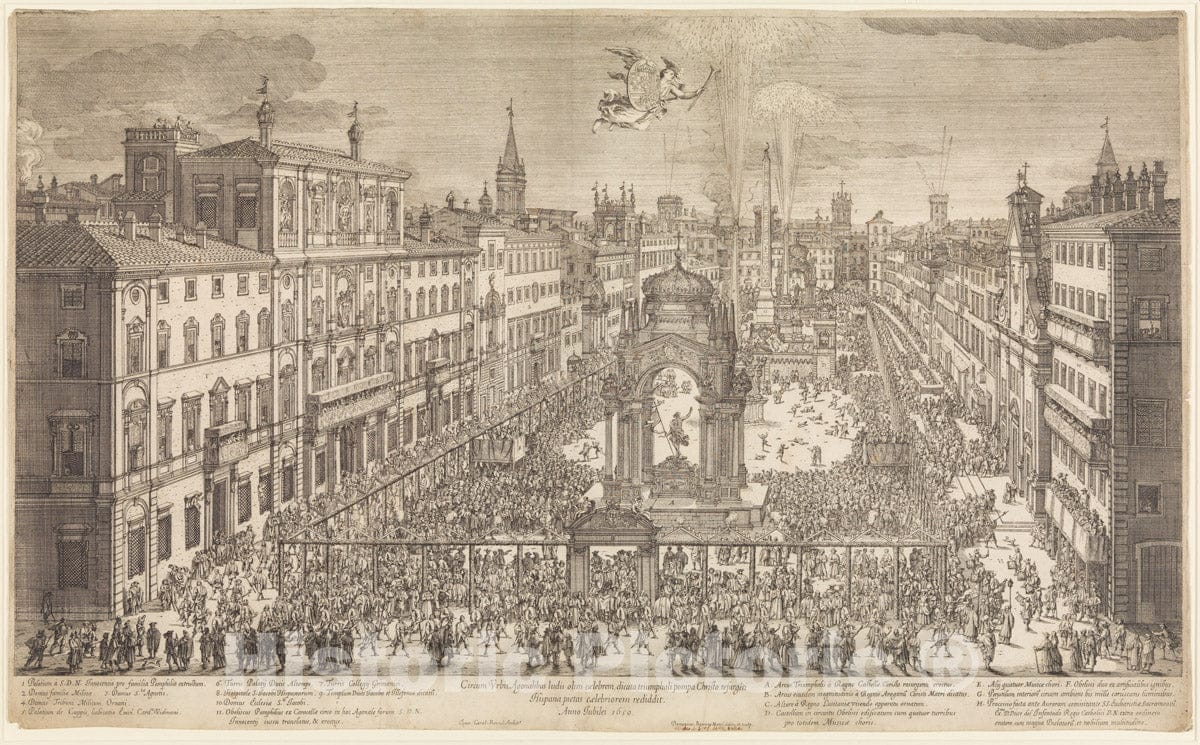 Art Print : Carlo Rainaldi - Fête of The Spaniards in Rome in The Year of The Jubilee, 1650 : Vintage Wall Art