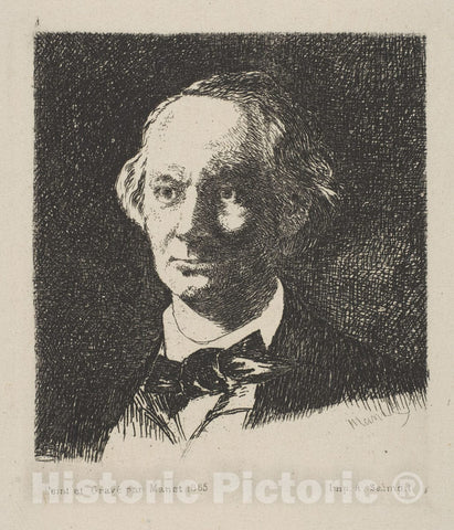 Photo Print : Édouard Manet - Portrait of Charles Baudelaire, Full Face, After a Photograph by Nadar : Vintage Wall Art