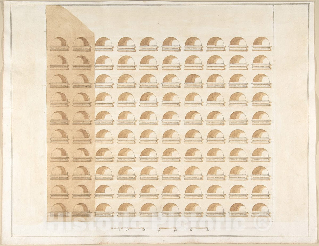 Art Print : Pietro Paolo Coccetti (Cocchetti) - Elevation of a Columbarium 2 : Vintage Wall Art