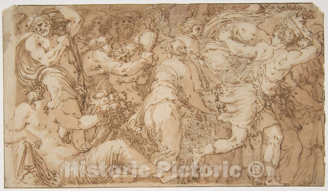 Art Print : After Polidoro da Caravaggio - Festival Procession : Vintage Wall Art