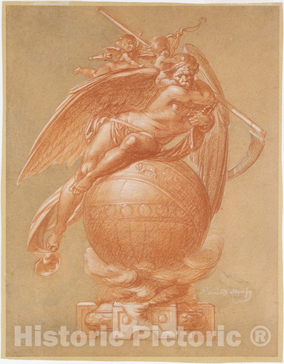 Art Print : Albert-Ernest Carrier-Belleuse - Father Time on a Globe