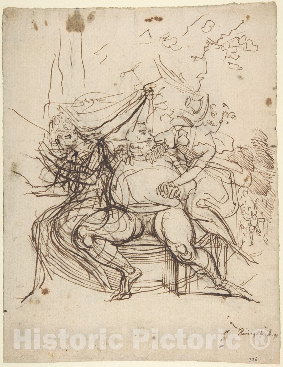 Art Print : Henry Fuseli - Falstaff with Mrs. Ford and Mrs. Page (Shakespeare, The Merry Wives of Windsor, Act 5, Scene 5) : Vintage Wall Art