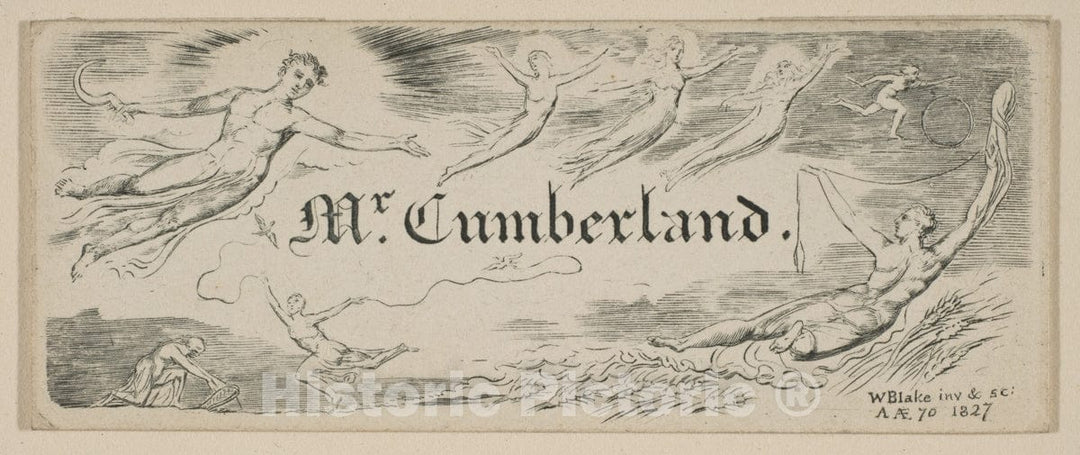 Art Print : William Blake - George Cumberland's Message Card : Vintage Wall Art