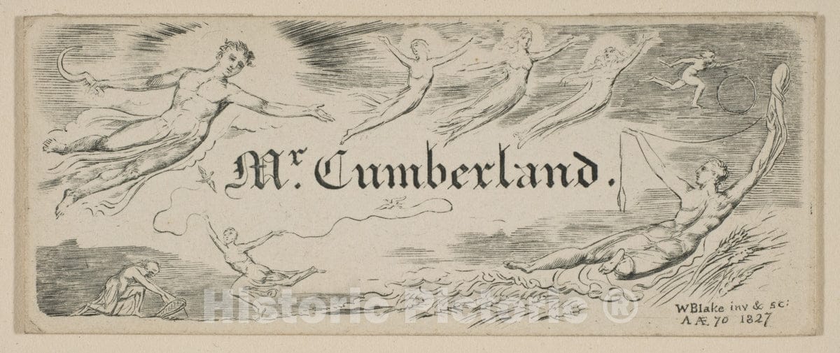 Art Print : William Blake - George Cumberland's Message Card : Vintage Wall Art