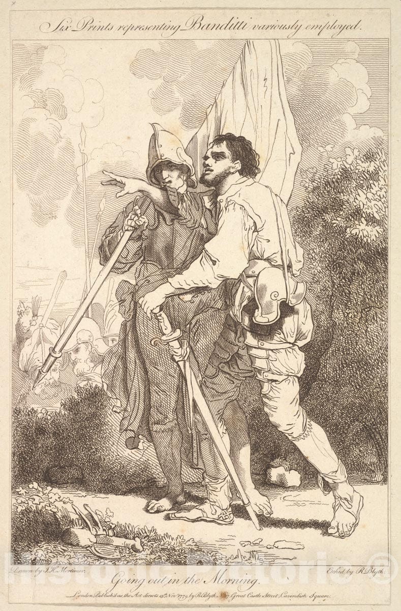 Art Print : Etched and published by Robert Blyth - Going Out in The Morning 2 : Vintage Wall Art