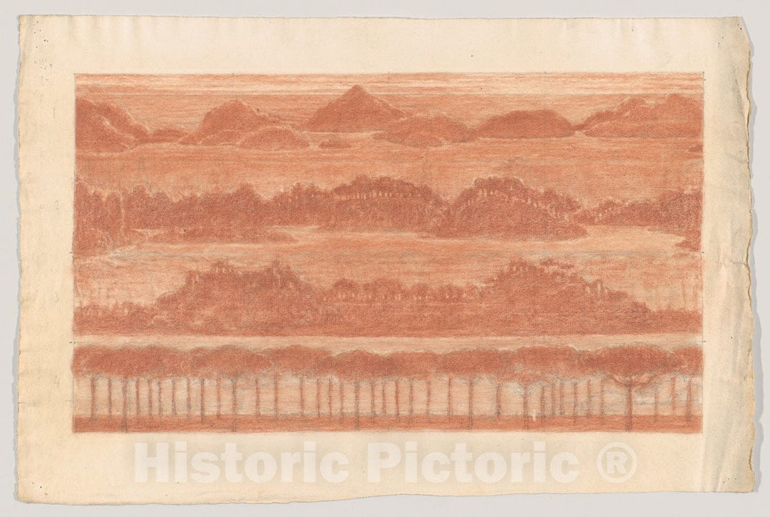 Art Print : Herbert E. Crowley - Four Landscapes, Possibly Stage Set Designs : Vintage Wall Art