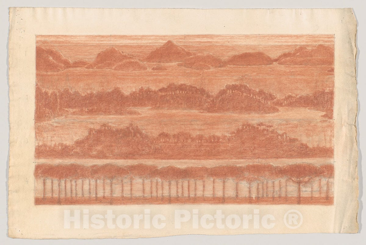 Art Print : Herbert E. Crowley - Four Landscapes, Possibly Stage Set Designs : Vintage Wall Art