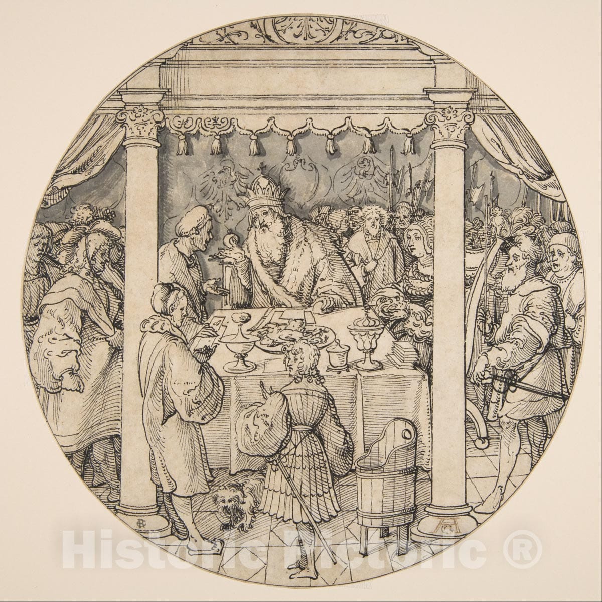 Art Print : Jörg Breu The Elder - Episode from The Gesta Romanorum: The Emperor and The Page : Vintage Wall Art