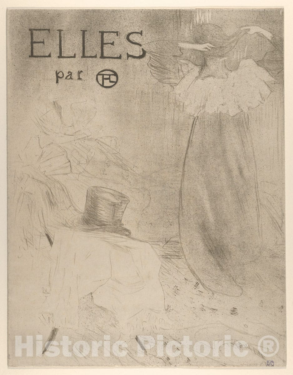 Art Print : Henri de Toulouse-Lautrec - Elles (Portfolio Cover) - 434431 : Vintage Wall Art