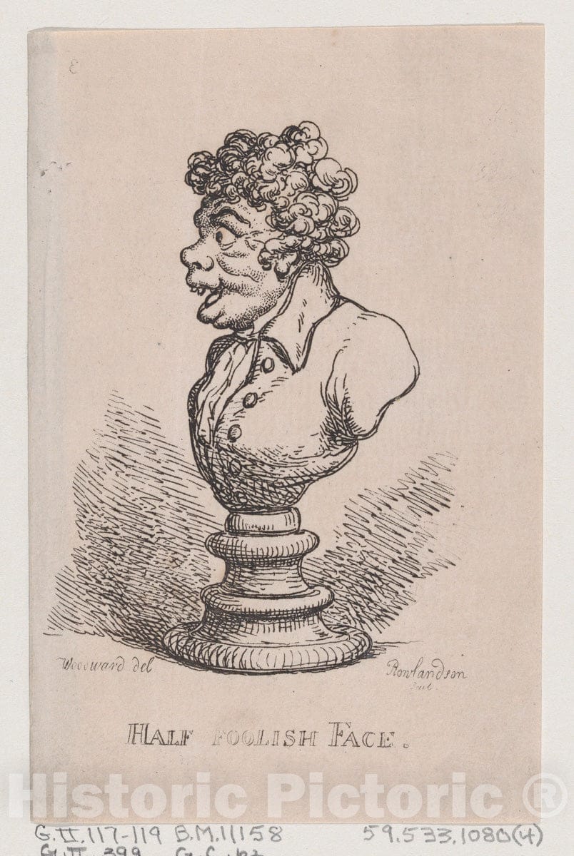 Art Print : Thomas Rowlandson - Half Foolish Face : Vintage Wall Art