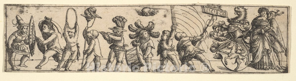 Art Print : Conrad Baur - Frieze with Children 2 : Vintage Wall Art
