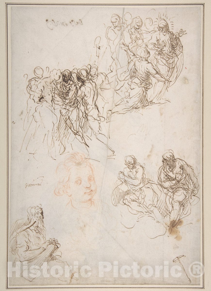 Art Print : Figure Studies - Artist: Jacopo Palma The Younger - Created: 1548–1628 1 : Vintage Wall Art