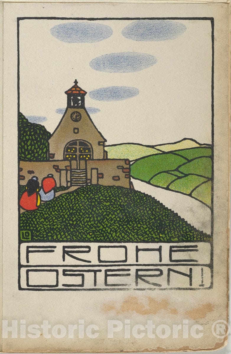 Art Print : Otto Friedr. Carl Lendecke - Happy Easter! (Frohe Ostern!) : Vintage Wall Art