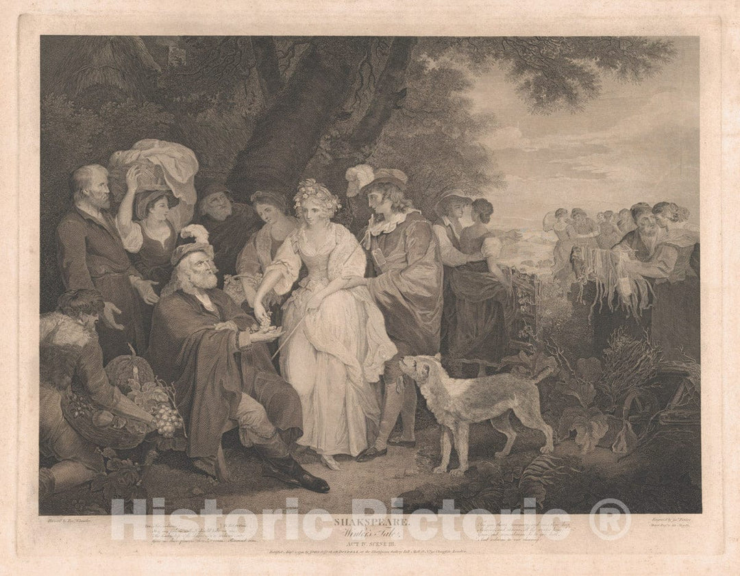 Art Print : James Fittler - Florizel, Perdita, etc. in The Shepherd's Cot (Shakespeare, Winter's Tale, Act 4, Scene 3) : Vintage Wall Art