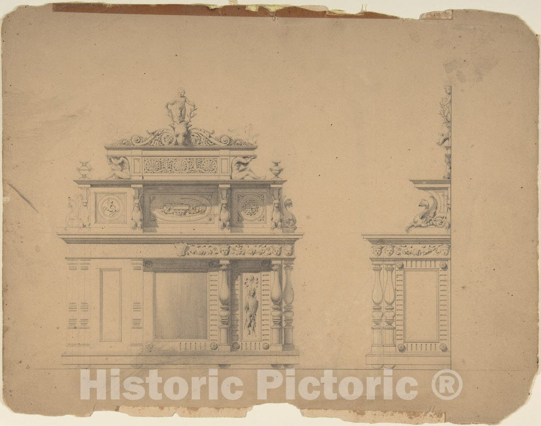 Art Print : Italian, 19th Century - Furniture Designs : Vintage Wall Art
