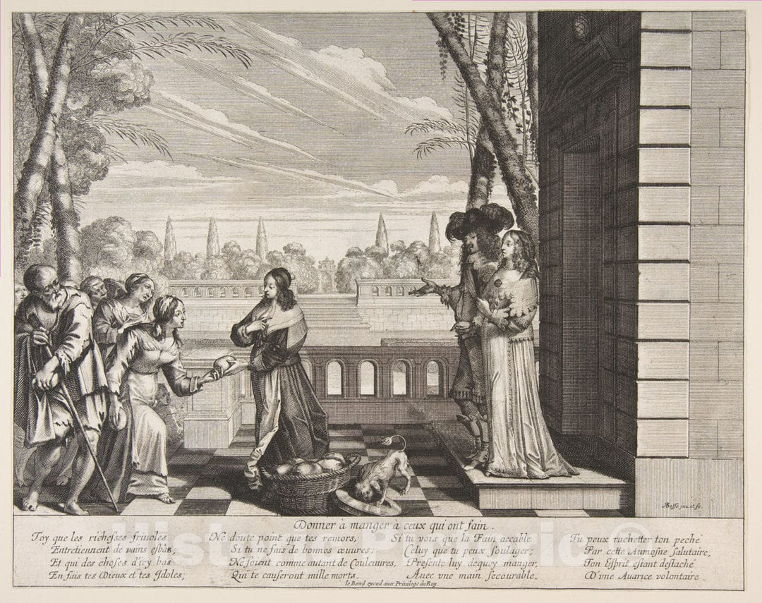 Art Print : Abraham Bosse - Feeding The Hungry 2 : Vintage Wall Art